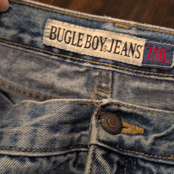 Vintage Bugle Boy 750 Jeans Mens 42W 30L Light Blue Wash Straight Leg Denim 90s - Picture 3 of 11